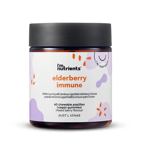 i'm nutrients | Elderberry Immune Gummies Supplement for Kids, with Echinacea + Zinc, 60 Gummies